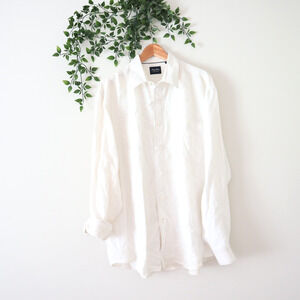 Indigo Palms Tommy Bahama Men's Ivory White Linen Button Front Shirt Size XL